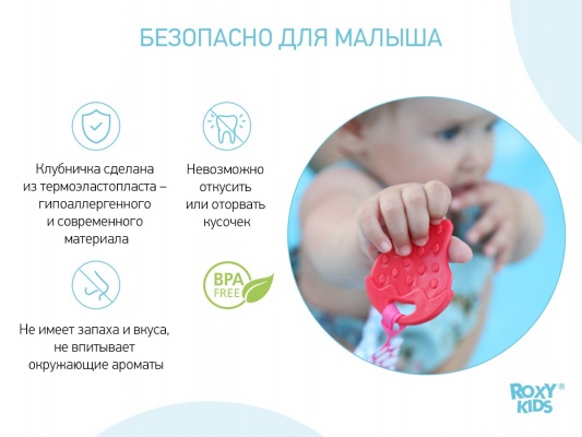 Прорезыватель для детей на держателе ROXY-KIDS, цвет мятный